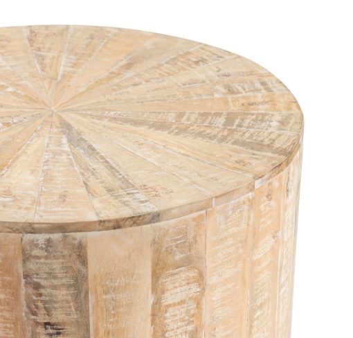 birch round end table close up